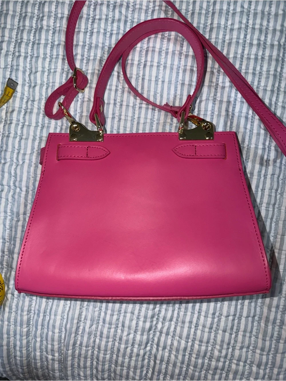 Stylish Hot Pink Leather Top-Handle Bag